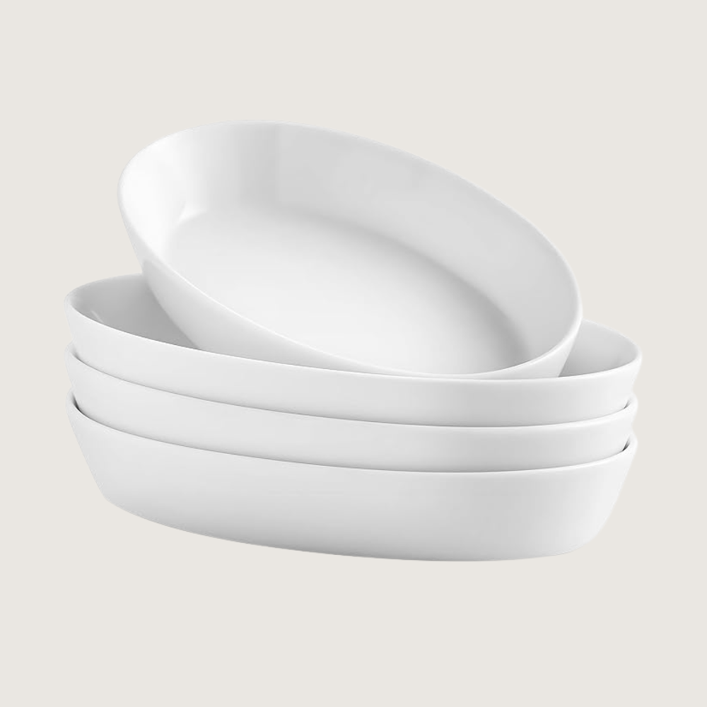 White ceramic gratin dishes
